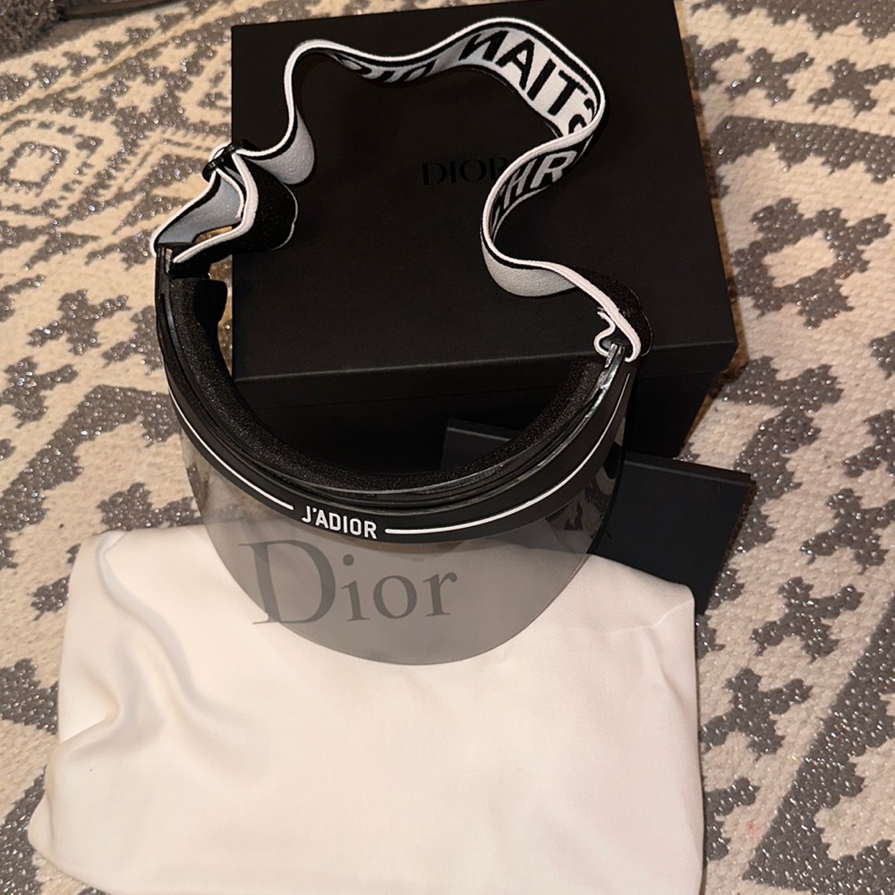 Dior Womens Club 1 Sun Visor J'ADIOR Logo Adjustable Black grey